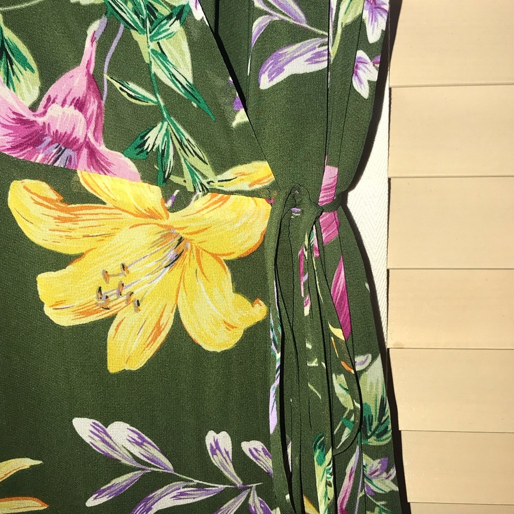 Long wrap floral dress with slit.  New with tags